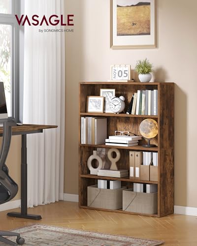 Image of VASAGLE CUSTOS Collection - Bookshelf, 4-Tier Bookcase, Book Shelf, Open Storage Shelf, 9.4 x 31.5 x 42.5 Inches, for Living Room, Home Office, Dining Room, Rustic Brown ULBC174K01