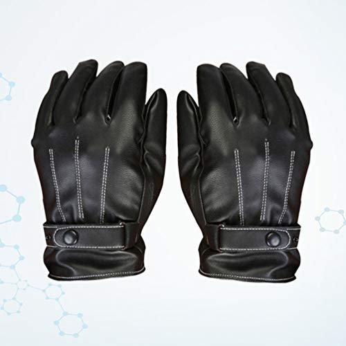 IMIKEYA Luvas de couro de inverno para inverno, luvas de couro de poliuretano para tela sensível ao