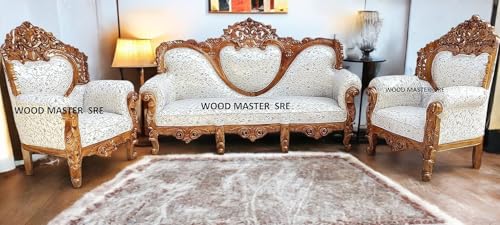 Image of Luxury Wooden Teakwwood Five Seater Sofa Set for Living Room (Honey Brown) Solid Wood Outdoor Chair 5 Seater Sofa | (7)
