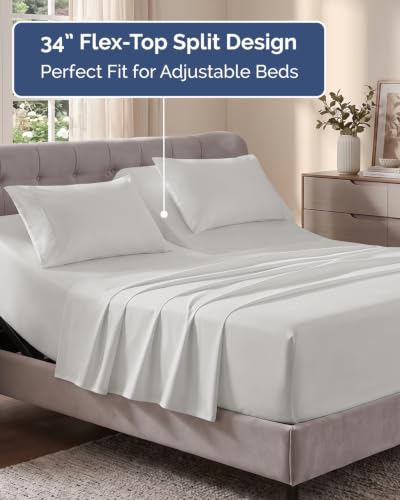 Image of Flex Top Split Head King Sheet Set - 4 Piece Extra Deep - French Grey