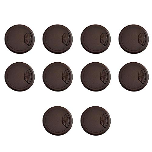 sweeTvT Pasacables con Tapa,Decoración De Escritorio Estudio De Computadora Agujero De Roscado Almacenamiento De Cables De Escritorio Accesorios De Organización 60 Mm, Paquete De 10, Marrón Oscuro