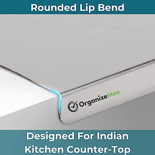 OrganizeMee Steel Chopping Board for Kitchen Large | Fruits and Vegetables Cutting Rust-Proof Cutting Board Platform Countertop Pad Cutter | (60 Cm Widex47 Cm Deep +25 Mm Bend) | A Must Kitchen Tools