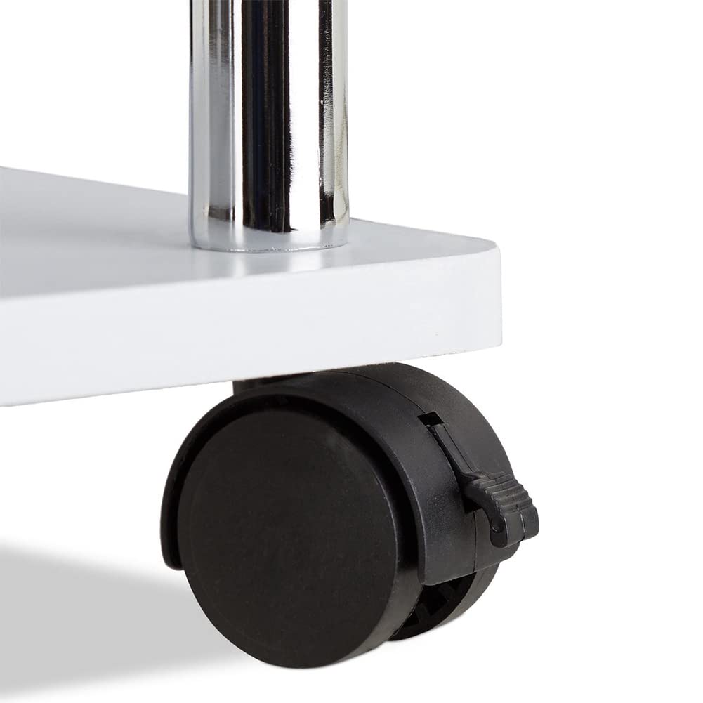 BAKAJI Carrello Porta Tv Bianco con 4 ruote Mobile orizzontale basso per Televisore Legno MDF Carrello Tavolino Moderno di Design Arredamento con Ripiani Mensole Portaoggetti Funzionale