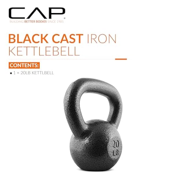 CAP Barbell Black Cast Iron Kettlebell Single or Set | 10-80 Lbs