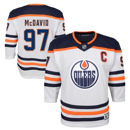 Connor McDavid #97 Edmonton Oilers Youth Boys (8-20) Premier Player Jersey (US Alpha Small Medium Regular Away - White)
