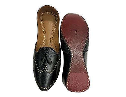 Image of Stop n Style Black Punjabi Jutti for Men's Khussa Indian Mojari Handmade Shoes
