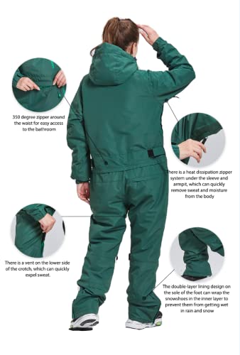 Bumdeep Womens One Pieces Ski Suits Jumpsuits Snowsuits Snowboard Jackets Waterproof(Green,S) #TOP2