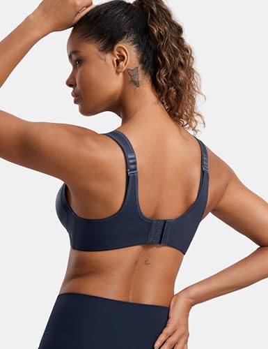 Image of SYROKAN Women's High Impact Underwire Sports Bra High Support Large Bust Padded Adjustable Straps Running Bra