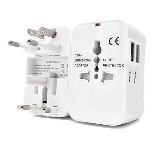 Image of Universal Travel Adapter with Dual USB Ports, International All-in-One Plug Converter Compatible with US, UK, EU & AU Sockets, Portable Travel Charger