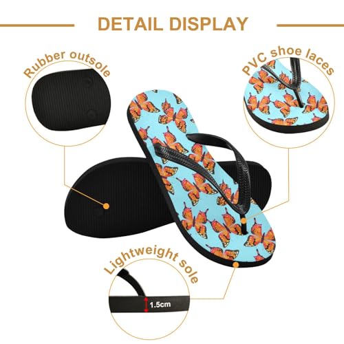 Orange Butterfly Blue Flip Flop Beach Summer Casual Sandal for Women & Men Shower Shoes 208619992