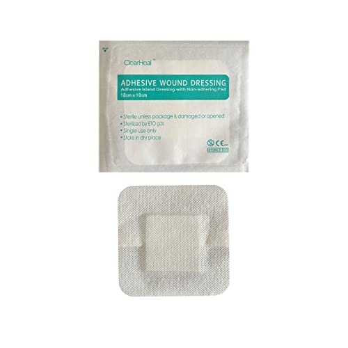 Apósitos adhesivos estériles de gasa, no tejidos, 10 cm x 10 cm (caja de 25) absorbentes y transpirables