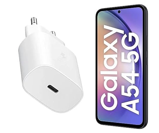 Image of Original Samsung A54 5G 25W Charger with Type-C Cable - Rapid Power Delivery for Your Devices White