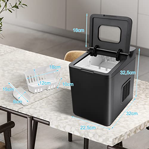 COSTWAY Eiswürfelmaschine Edelstahl Klein | Ice Cube Maker | 12 Kg 24 H | Zubereitung in 6 Min | 1,5 Liter Wassertank | LED-Display | Selbstreinigungsfunktion | 2 Eiswürfel Größen Inkl. Schaufel – Bild 4