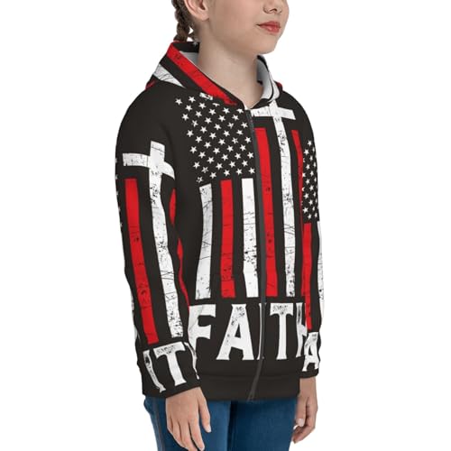 USA Flag Cross Kids Pullover Hoodies Boys Zip Up Sweatshirts Girls Athletic Clothes with Pocket4