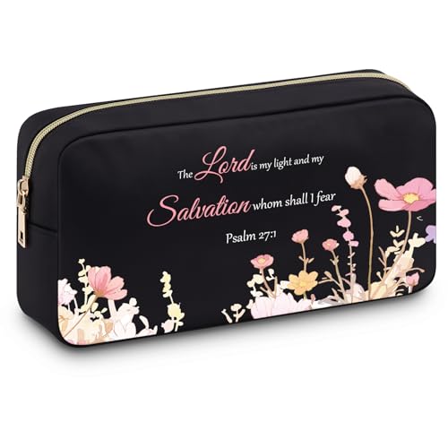 Christian Cosmetic Bag for Women Faith Religious Inspirational Bible Verse Gifts Makeup Bag Catholic Gifts Birthday Encouragement Gifts for Women Religious Baptism Gifts