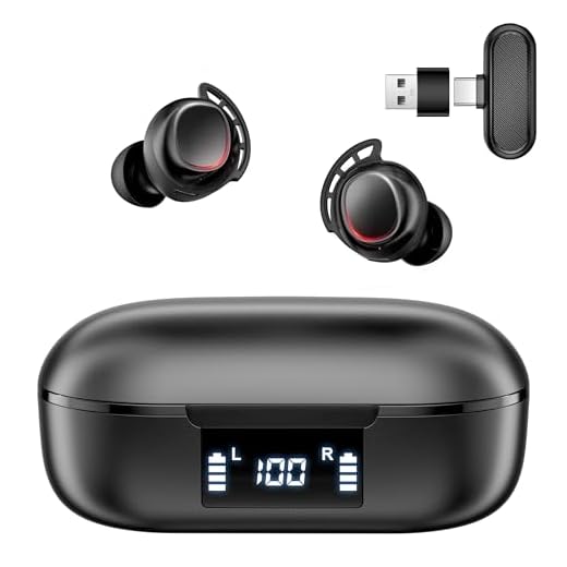 IAMJOY Wireless Gaming Earbuds, 20ms Low Latency, Game Earbuds with Mic, 2.4GHz & Bluetooth, Compact LED Display Wireless Earbuds Compatible with Meta Quest 3/2, PS5/4, Steam Deck, VR, Switch, PC