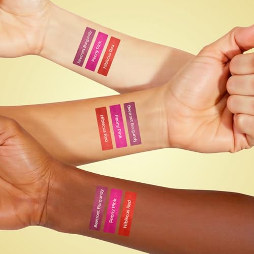 Image of Just Herbs Ayurvedic Liquid Lipstick Kit Set of 3 with Long Lasting, Hydrating & Lightweight Lip Colour, Full Size - Paraben & Silicon Free - 6 ml (Night + Cocktail Look) (Pack of 2)