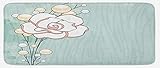 Ambesonne Flower Kitchen Mat, Romantic Rose Sign of Eternal Love with Pearls The Purity Print, Plush Decorative Kitchen Mat with Non Slip Backing, 47' X 19', Pale Blue White Pink