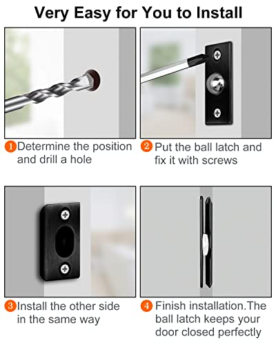 Ball Catch Door Hardware Jiayi 2 Pack French Door Ball Catch Closet Ball Latch For Top Of Door Adjustable Ball Catch Strong Drive In Ball Latch For Invisible Pantry Ball Bearing Door Latch Black #TOP4