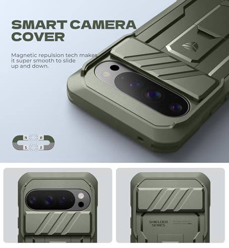 Dexnor for Google Pixel 10/10 Pro Case with Slide Camera Cover & 2 Front Frames & Built-in Screen Protector & Kickstand, Full-Body Shockproof Protective Cover Rugged Bumper Cases,Army Green(2025) by Dexnor - Used condition - Image 3