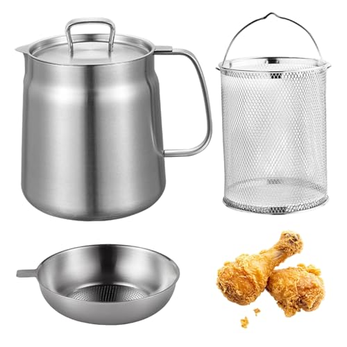 Friteuse multifonctionnelle 2L en inox avec passoire et récipient
