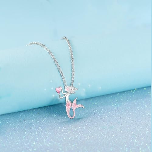 Conruich Anelli a sirena Gioielli a sirena Collana Collana di cristallo blu Regolabile Per donna Catenina con ciondolo Da tutti i giorni Gioielli per feste Ragazze Regalo compleanno Regalo di Natale