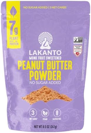 Lakanto Peanut Butter Powder, Monk Fruit Sweetened, No Sugar Added, 8.5 oz
