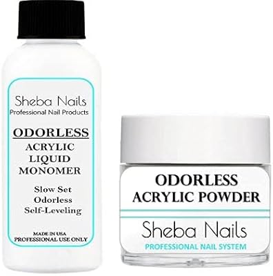 SHEBA NAILS Odorless Acrylic Combo Kit - 4oz. Odorless Acrylic Liquid & 1oz. Odorless Acrylic Powder Acrylic Nails DIY Nail Extension Perfect For Cosmetology Students To Practice Or Take State Board Exam - Tamper Proof/Evident Seal