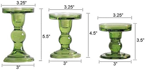 Miniatura 6 de KiaoTime Juego de 3 candelabros de cristal verde para decoración de boda