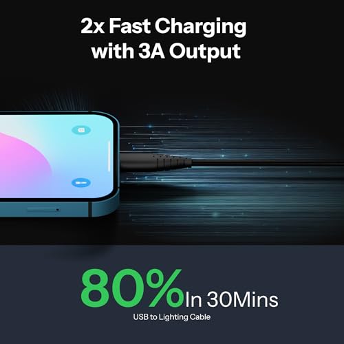 Image of Basesailor USB to Lightning 27W Braided Cable, Fast Charger iPhone Cable, for iPhone 14 /13 /12 /11 /X /XS /XR /8 /Plus, iPad Mini /Pro /Max & Other Lightning Devices, USB Type-A Power Delivery Cord