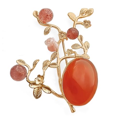Image of Brooches for Women with Crystal, Pink Flower, Rhinestone Brooches Pins Elegant Jewelry Blossom Fashionable Gifts Ladies Bouquet Brooches Pin for Birthday, Party, New Year, Wedding