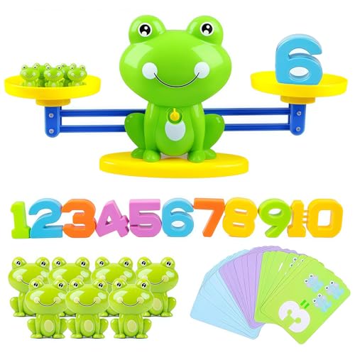 Jouet Mathématique Montessori, Apprentissage Math de Balance Jeu Grenouille Bloc