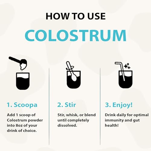Image of Colostrum Premium Powder for Gut Health, Immunity, Muscle Recovery & Bloating Relief | Grass-Fed Bovine Colostrum with 400+ Bioactive Nutrients & Natural IgG, Unflavored, 60 Servings | Made in USA