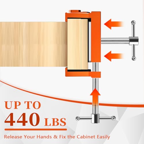 Cabinet Clamps, Professional Wood Joinery Alignment Tool, Adjustable Panel Clamping System for Cabinet Building, 4-Point Positioning Clamps, 2 Pack, Orange by Lifarsculp - Image 3