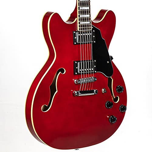 Image of Grote Full Scale Electric Guitar Semi-Hollow Body Guitar Stainless Steel Frets(Red)