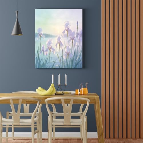Tableau à l'huile d'iris grand format 70x90cm décoration murale chambre - 3