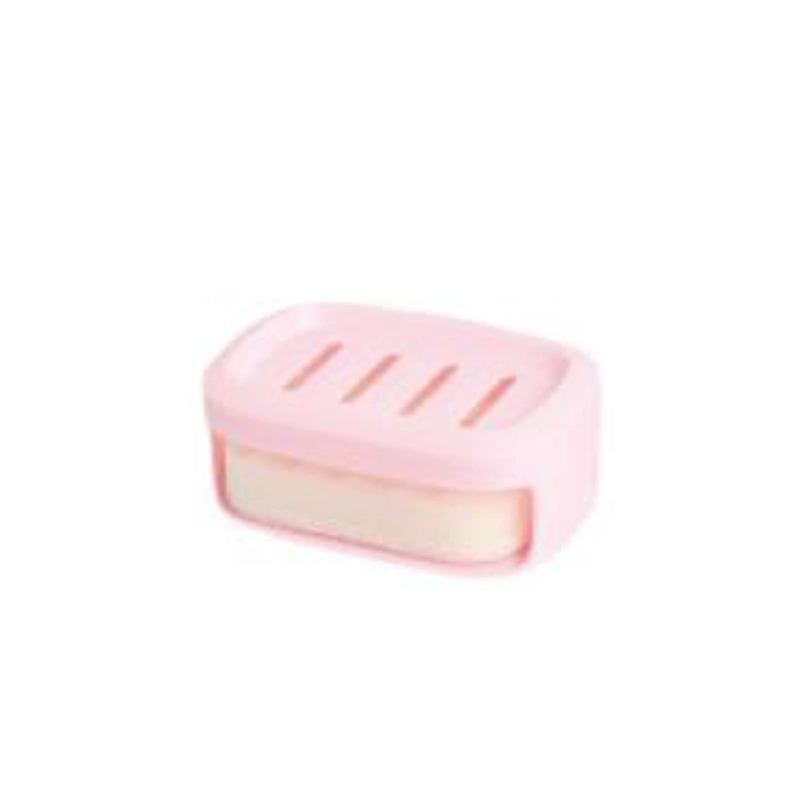 JINGYAN Soap Dishes Thickened Plastic Drain Soap Box With Sponge Dual-use Holder(Pink)
