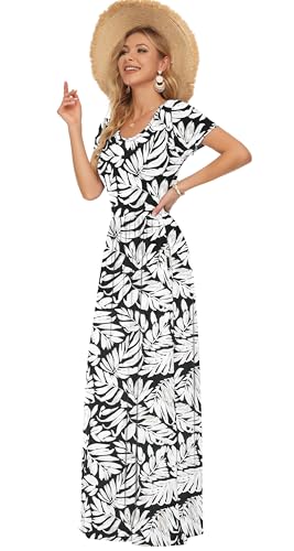 Image of AUSELILY Women's Classic Short Sleeve Loose Plain Casual Long Maxi Dresses for Women 2026