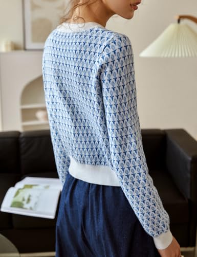 Women's Cropped Cardigan Sweater, Round Neck Pearl Button Long Sleeve 2025 Autumn Trendy Sweater Top2