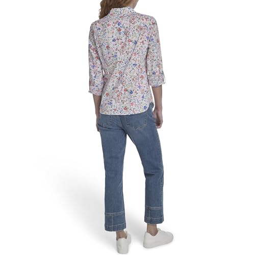 Image of Nautica Women's Button Front Long Sleeve Roll Tab Shirt