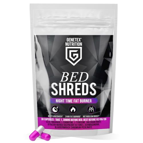 Bed Shreds Night Time Supplement for Weight Management & Sleep Support Night Time Fat Burner with Natural Ingredients - Supports Relaxation & Restful Nights 30 Capsules Made in UK Vegan Friendly