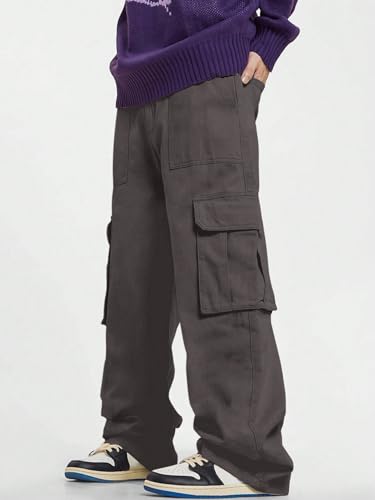 Image of GRECIILOOKS Men's Regular Fit Low Rise Cargos Trousers | Baggy Cargo Pants for Man | Loose Fit | Treck Pent with Multiple Pockets (Available in Plus Size)