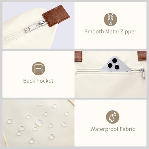 Image of Tote Bag for Women, Casual Hobo Bag Vegan Leather Top-Handle Purse Foldable Shoulder Nylon Zipper Handbag