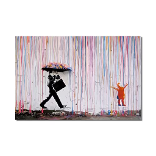 Toile peinture abstrait street graffiti art homme parapluie 70x100cm