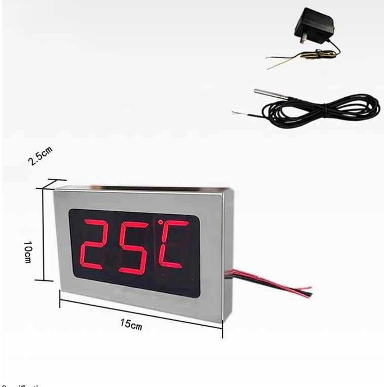High Precision Large Screen Digital Thermometer 304 Stainless Steel Display for Freezer, Aquarium, Swimming Pool -9℃ to 99℃