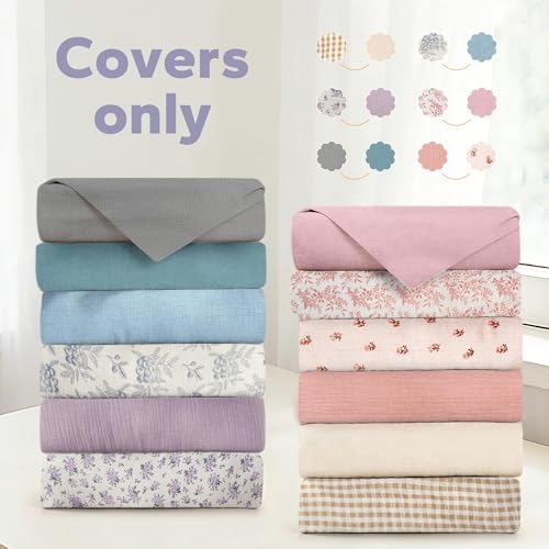 Image of FUNUPUP Muslin Baby Lounger Cover Only, Beige & Plaid | 100% Muslin Cotton Soft Breathable Easy On /Off Envelope Closure Machine Washable Easy-Clean Protector Neutral Colors
