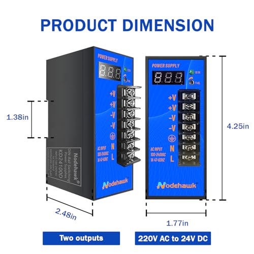 24V Switching Power Supply AC 110-240V to DC 24V Din Rail Power Supply Highly efficient and Dual Output Power Conversion for 3D Printer Motor Monitoring Relay Lighting Equipment,4.2A 100W3
