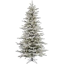 Vickerman 4.5 Tall Flocked Sierra Fir Slim Artificial Christmas Tree, Pure White LED Dura-Lit Lights - Snow Covered Faux Tree - Seasonal Indoor Home Decor