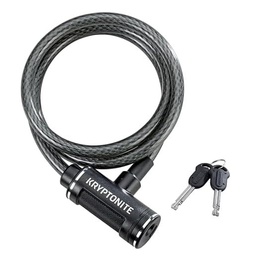Kryptonite Bike Lock Cable, 6ft. x 12mm Braided Steel Cable Anti-Theft Security Bicycle Lock with Keys for Outdoor Equipment, Bicycles, Scooters, Fence, Gate