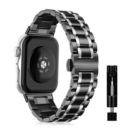 MiKoyi Pasek kompatybilny z Huawei Watch Fit 5 Pro / Fit 5 / Fit 4 Pro / Fit 4/3, zapasowy pasek ze stali nierdzewnej, metalowy pasek do zegarka, odporny na zużycie, do Huawei Watch Fit 3, czarny i